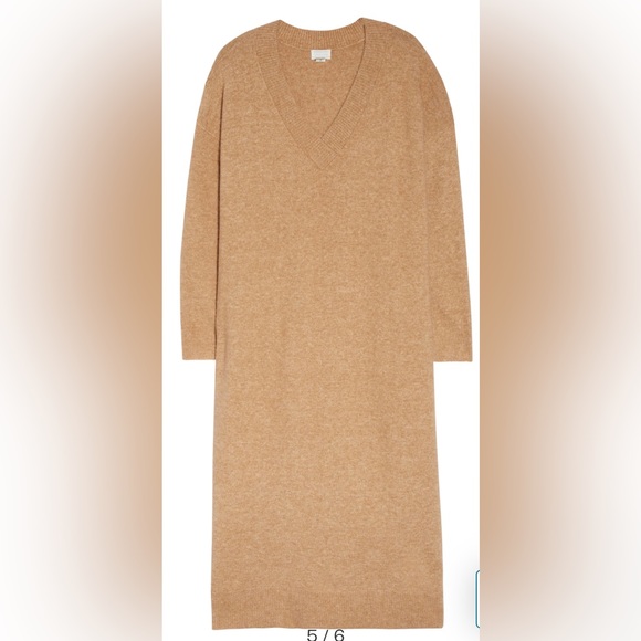 Caslon Tan V-Neck Long Sleeve Sweater Dress Size Small (4-6) NWT - Picture 5 of 17